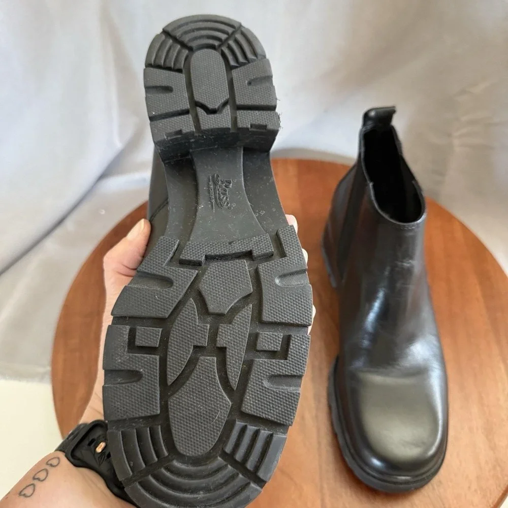 Bass Vintage Chelsea Boots Women Black Leather Lug Sole Pull On Ankle Boots 10M‎